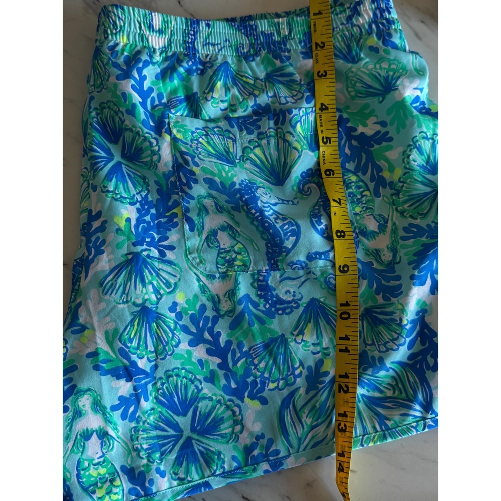 Lilly Pulitzer Luxletic Mermaid Seahorse Print Running Shorts Blue Green XL - Picture 3 of 7